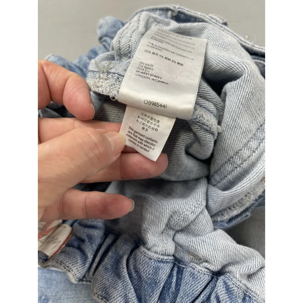 We the Free Womens Jeans Medium Light‎ Wash Paperbag Cargo Denim Raw Hem Cropped